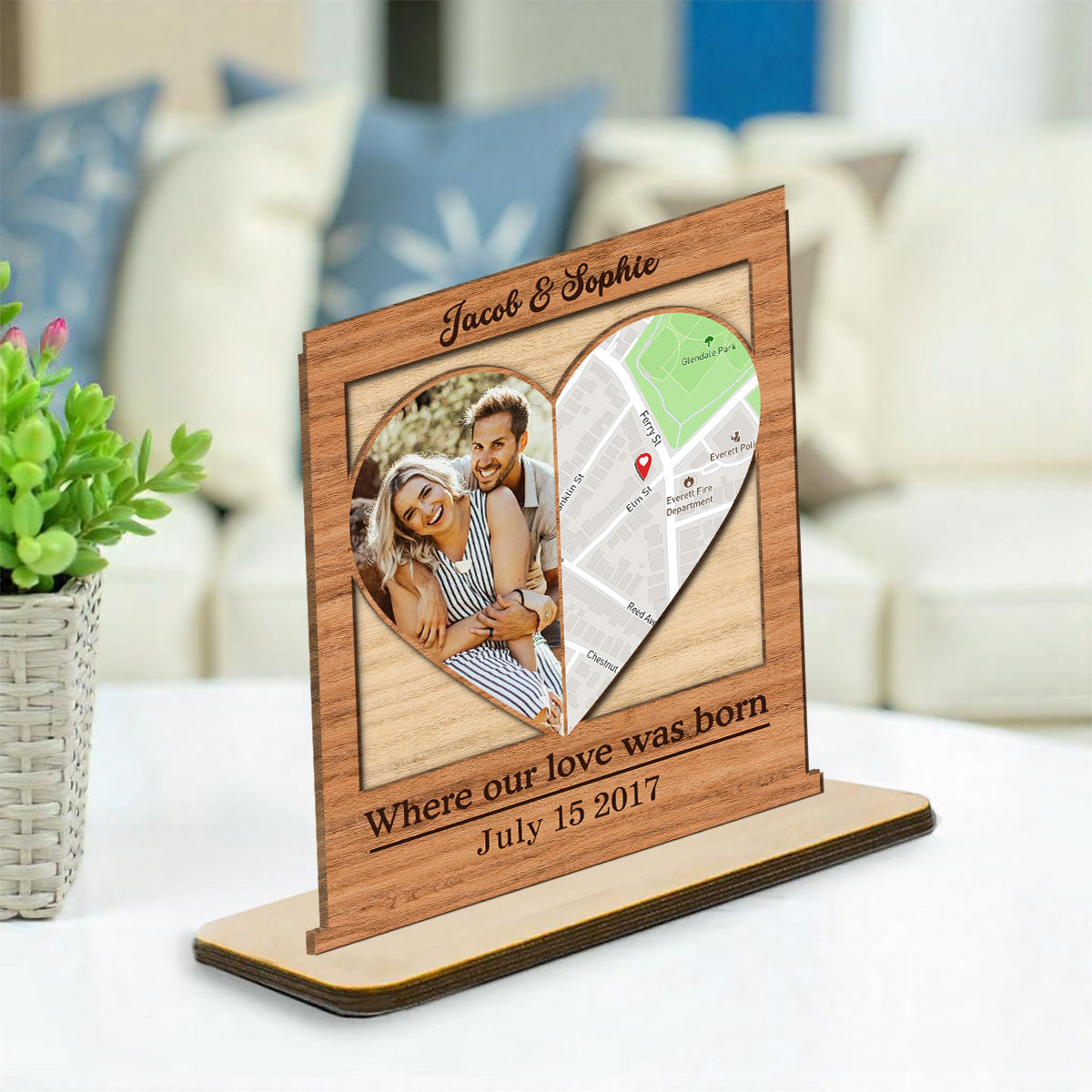 Our Love - Personalized Custom 2-Layer Wood Plaque With Flat Base