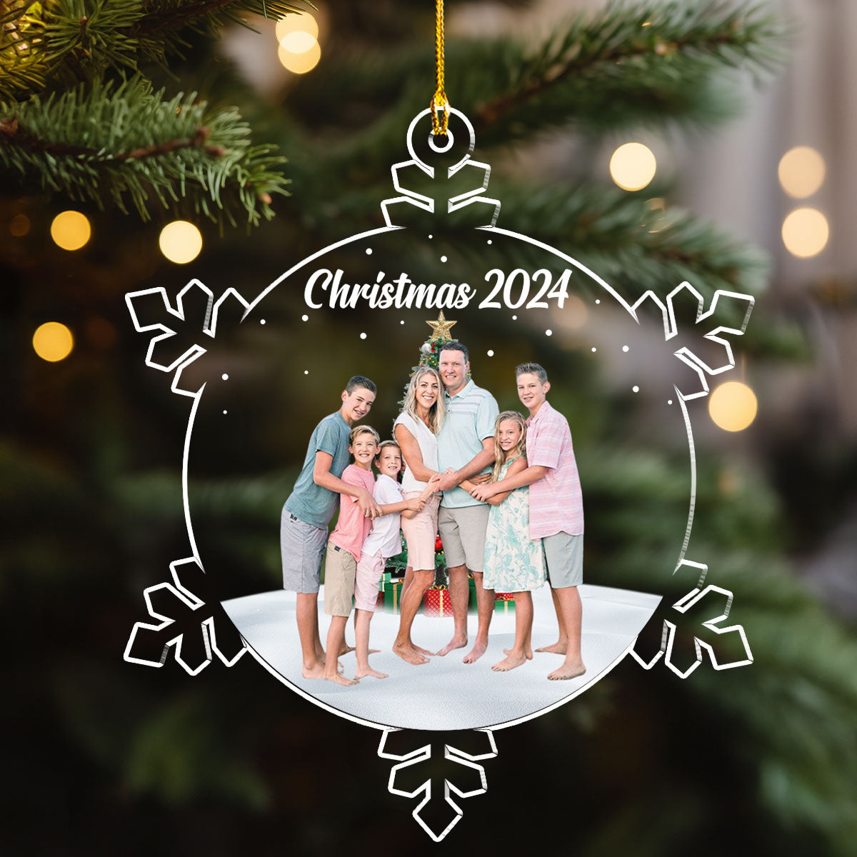 Snowflakes Custom Photo Family Friends - Personalized Custom Acrylic Ornament