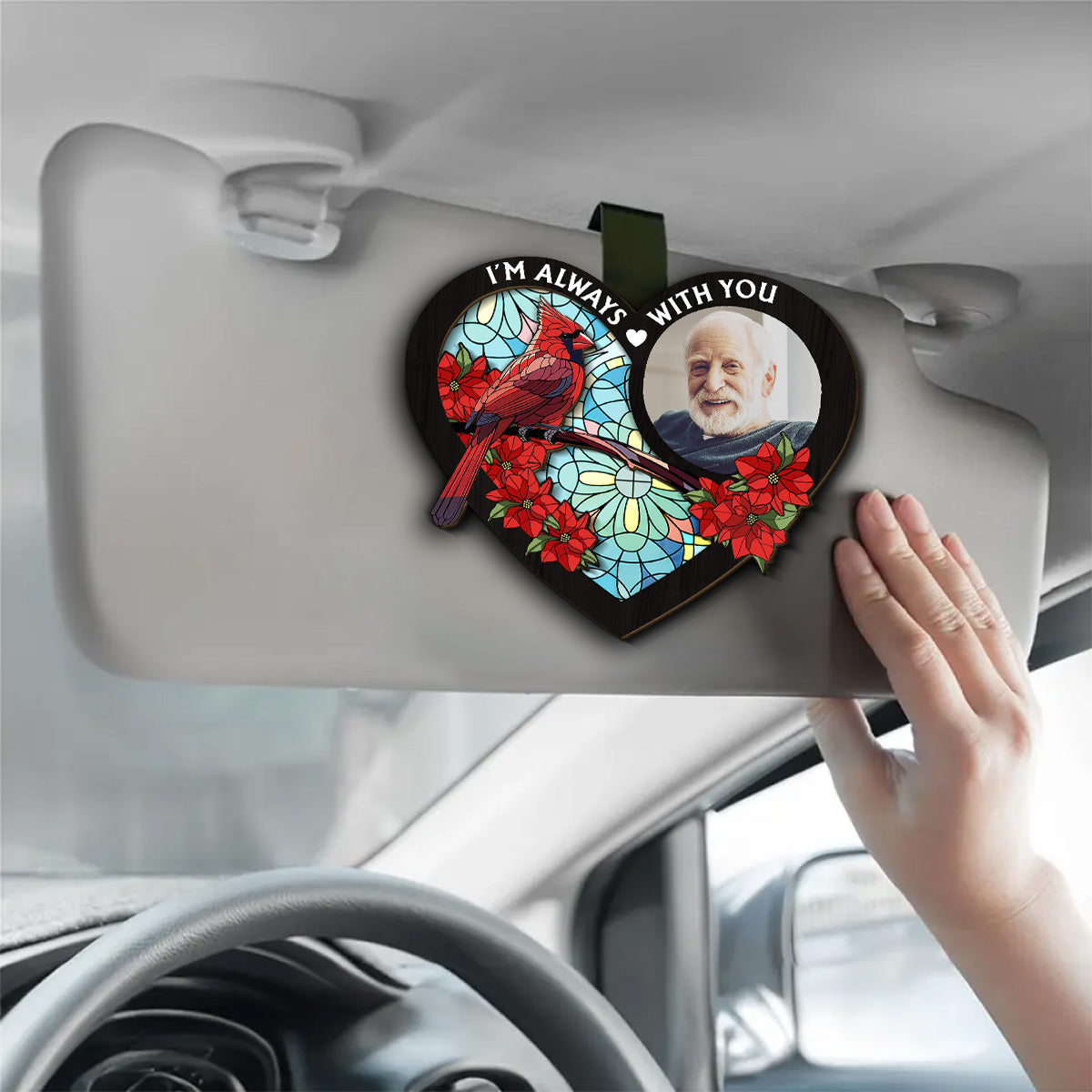 Always With You Memorial Heart - Personalized Custom Car Visor Clip