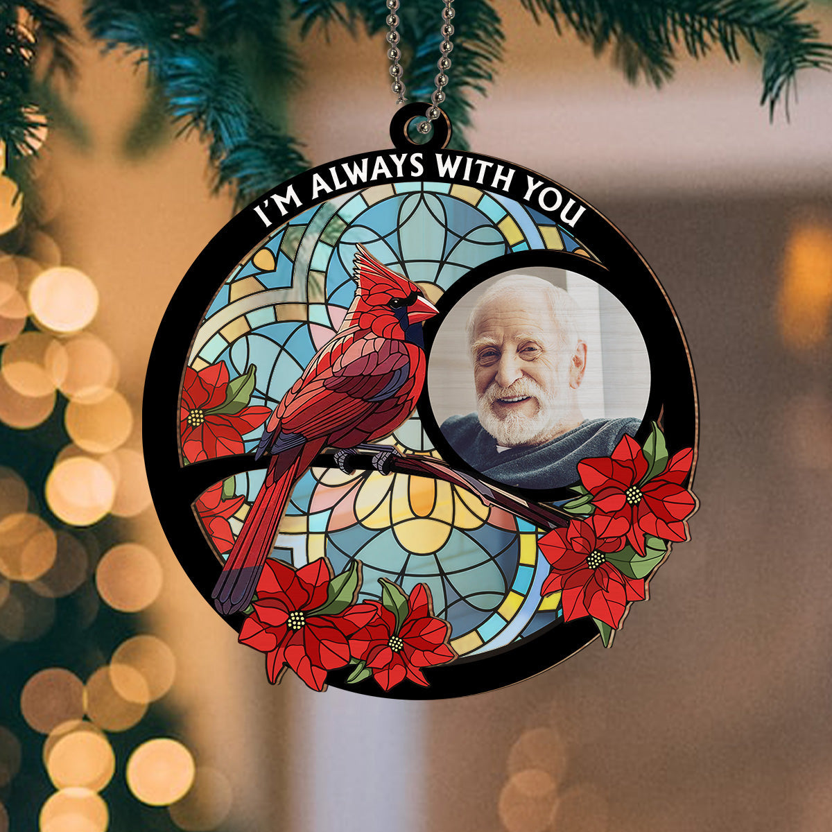 Always With You Memorial Heart - Personalized Custom Suncatcher Ornament