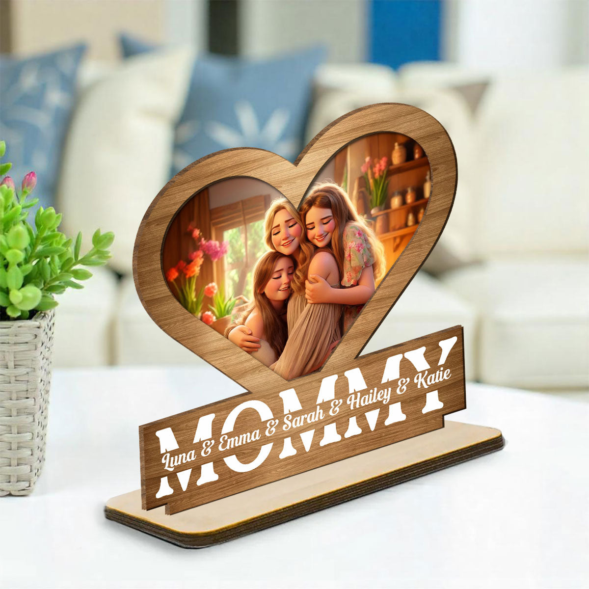 Mom Our Light Of Love - Personalized Custom 2-Layer Wood Plaque With Flat Base