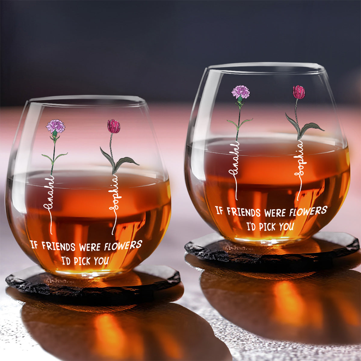 Best Friends Bloom Together - Personalized Custom Wine Glass