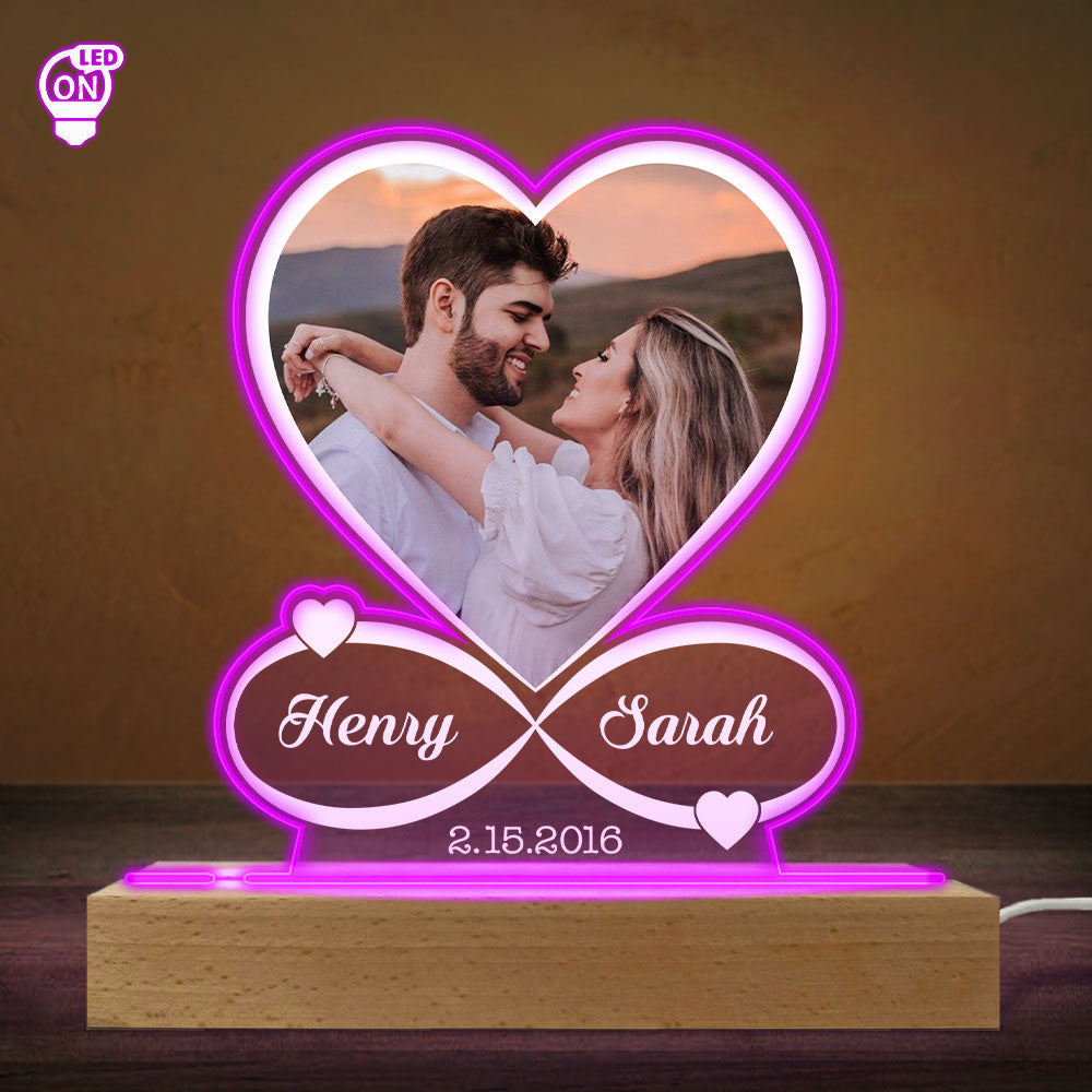 Custom Couple Photo Anniversary Valentines Day - Personalized Custom LED Light