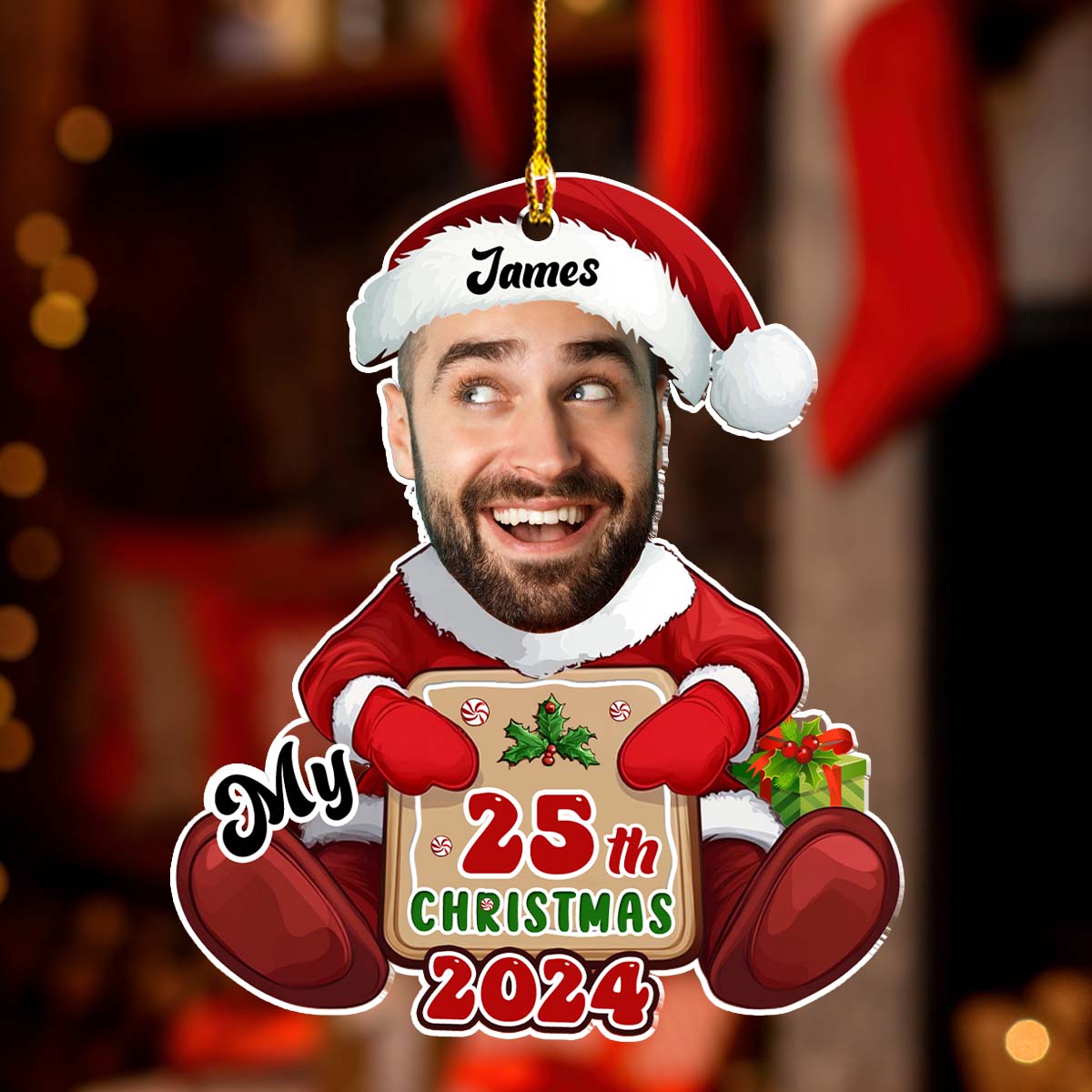 Santa Christmas Family Faces  - Personalized Custom Acrylic Ornament