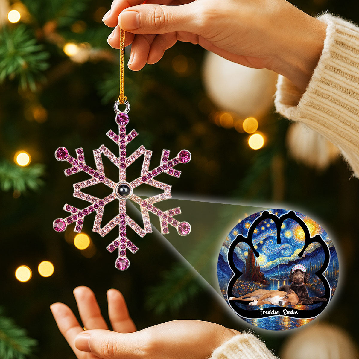 Lay Here With Me - Personalized Custom Photo Snowflake Projection Ornament