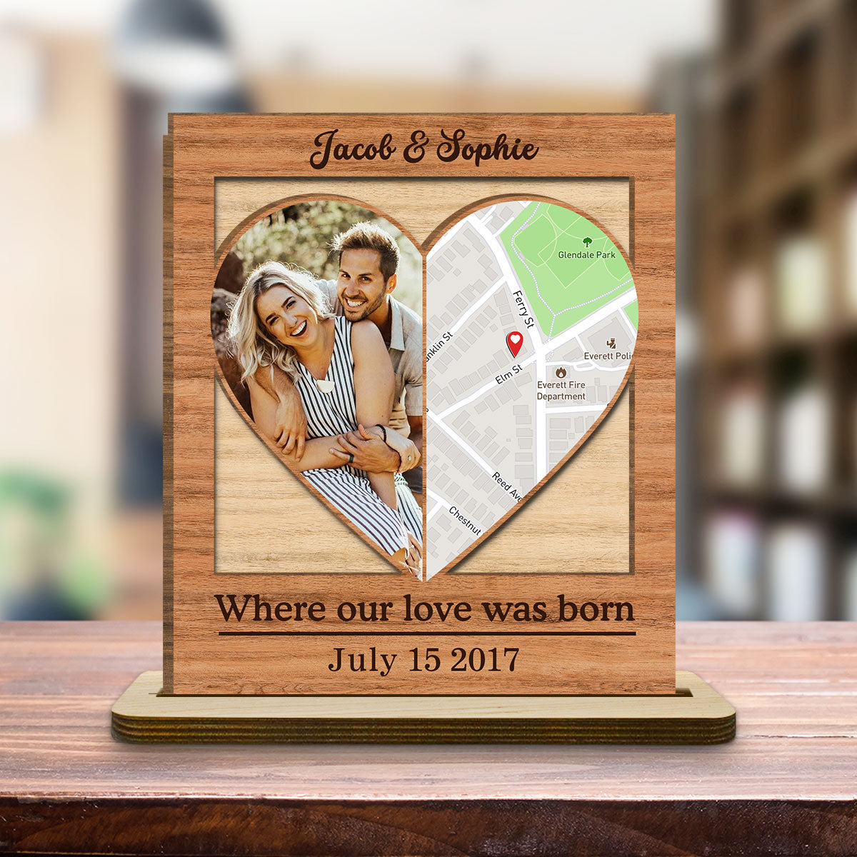 Our Love - Personalized Custom 2-Layer Wood Plaque With Flat Base