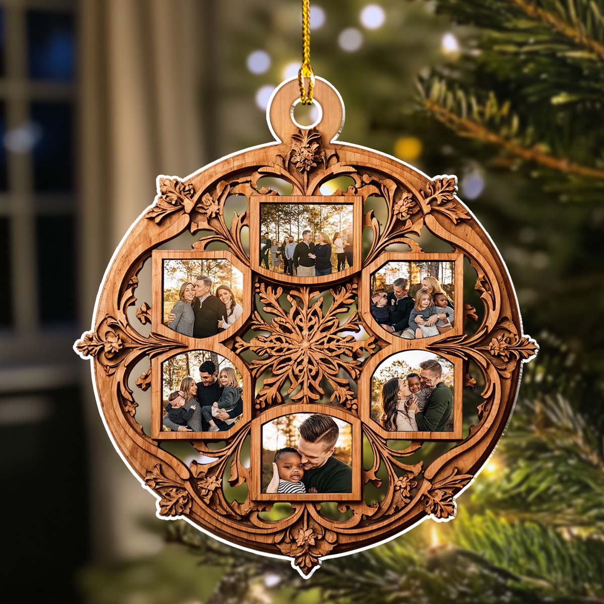 Beautiful Snowflake Photo Family - Personalized Custom Acrylic Ornament