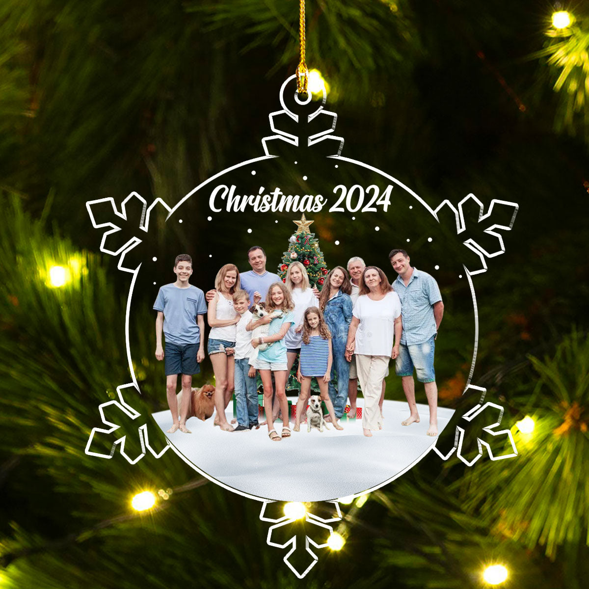 Snowflakes Custom Photo Family Friends - Personalized Custom Acrylic Ornament