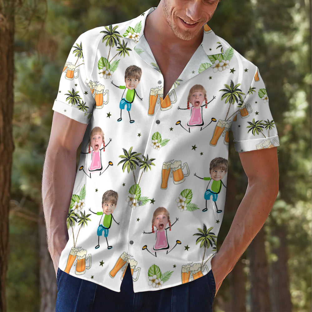 Funny Faces For A Fun Dad - Personalized Custom Hawaiian Shirt