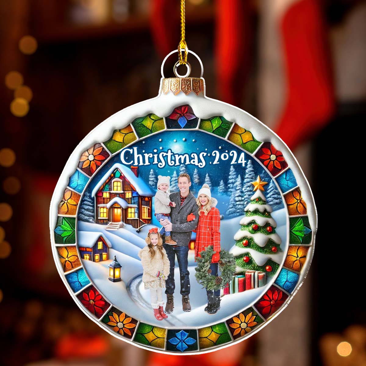 Custom Photo Family Christmas - Personalized Custom Acrylic Ornament