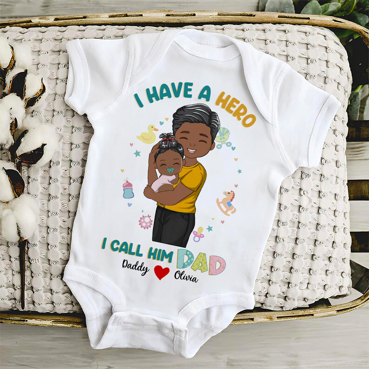 I Have A Hero I Call Him Dad - Personalized Custom Baby Onesie