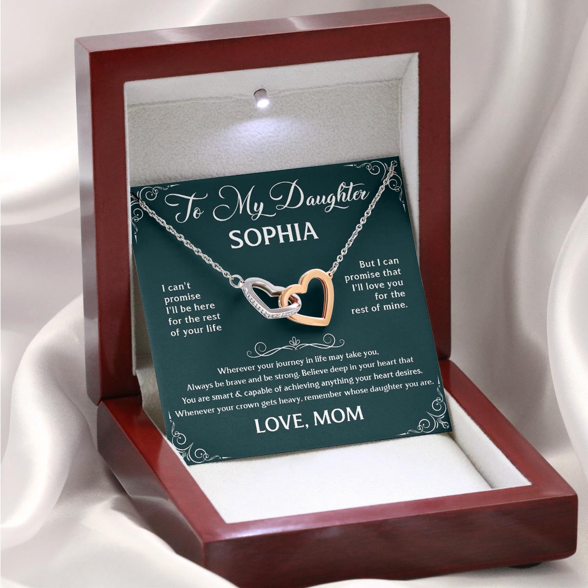 Always Be Brave And Be Strong - Personalized Custom Interlocking Heart Necklace
