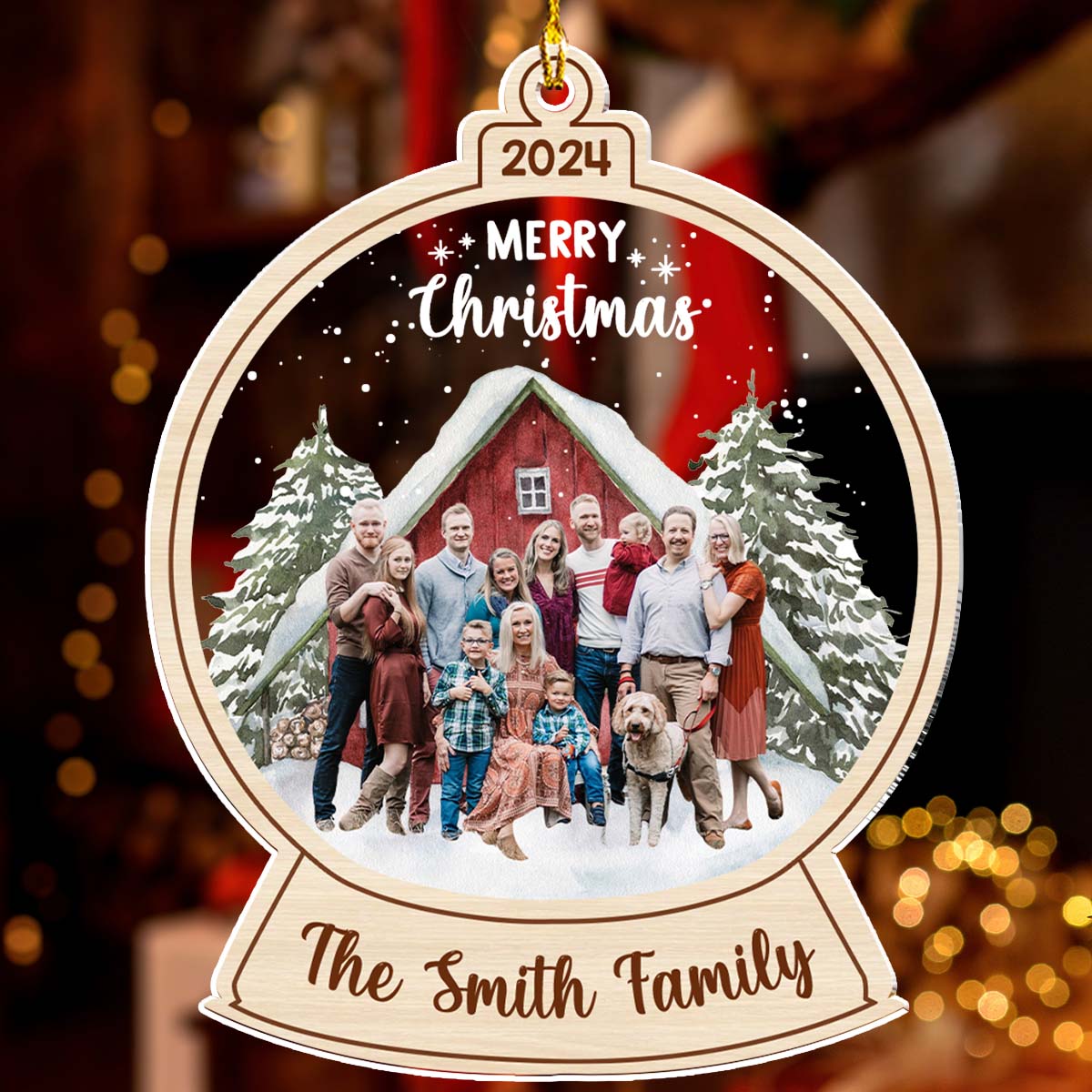 Red Barn Christmas Family - Personalized Custom Acrylic Ornament