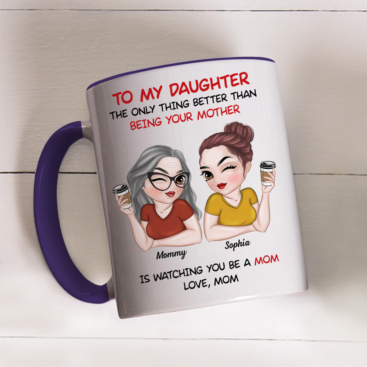 To My Daughter Happy Mothers Day - Personalized Custom Accent Mug