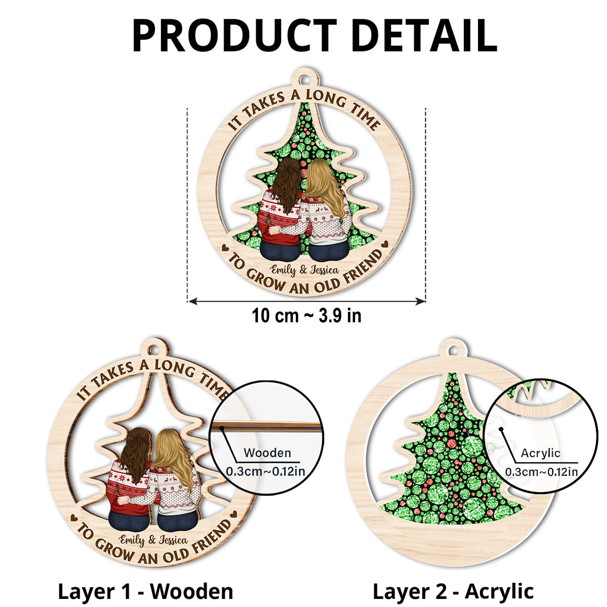 It Takes A Long Time To Grow An Old Friend - Personalized Custom Suncatcher Ornament
