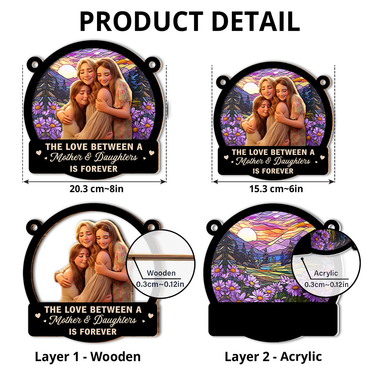 Mother Daughters Forever Linked Together - Personalized Custom Suncatcher
