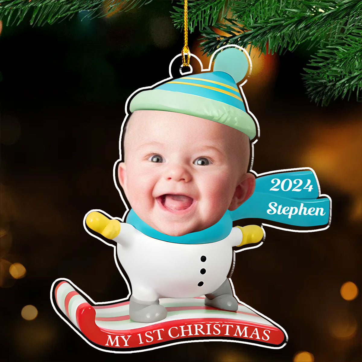 Baby Skiing - Personalized Custom Acrylic Ornament