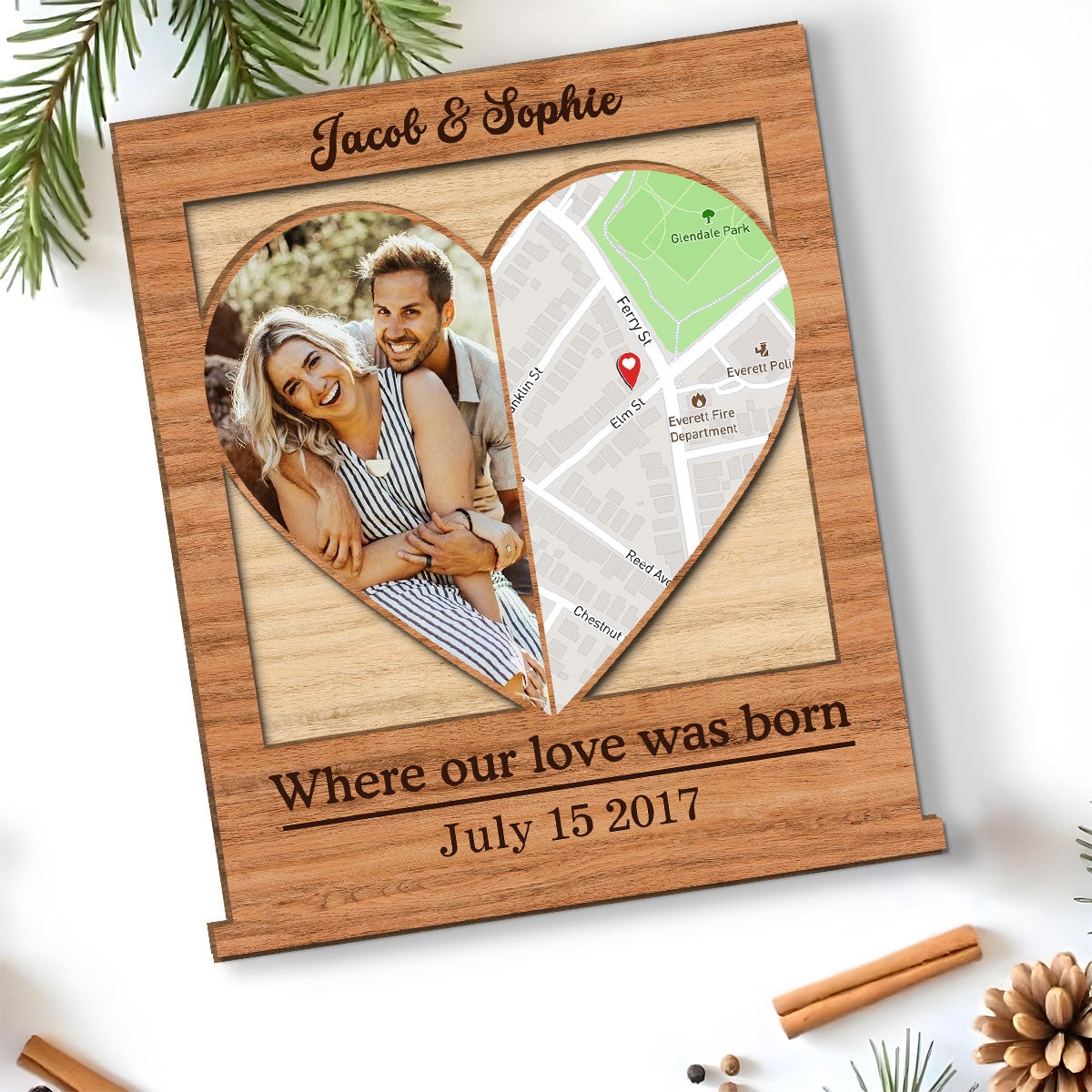 Our Love - Personalized Custom 2-Layer Wood Plaque With Flat Base