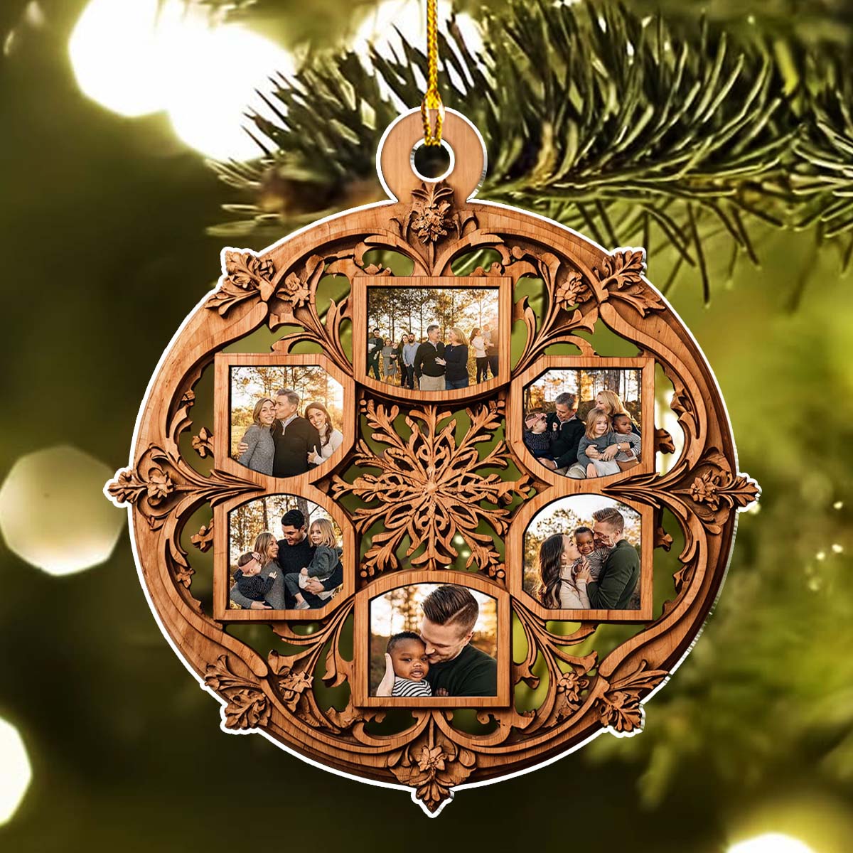 Beautiful Snowflake Photo Family - Personalized Custom Acrylic Ornament