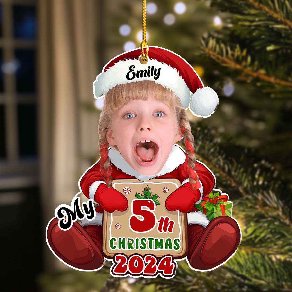 Santa Christmas Family Faces  - Personalized Custom Acrylic Ornament