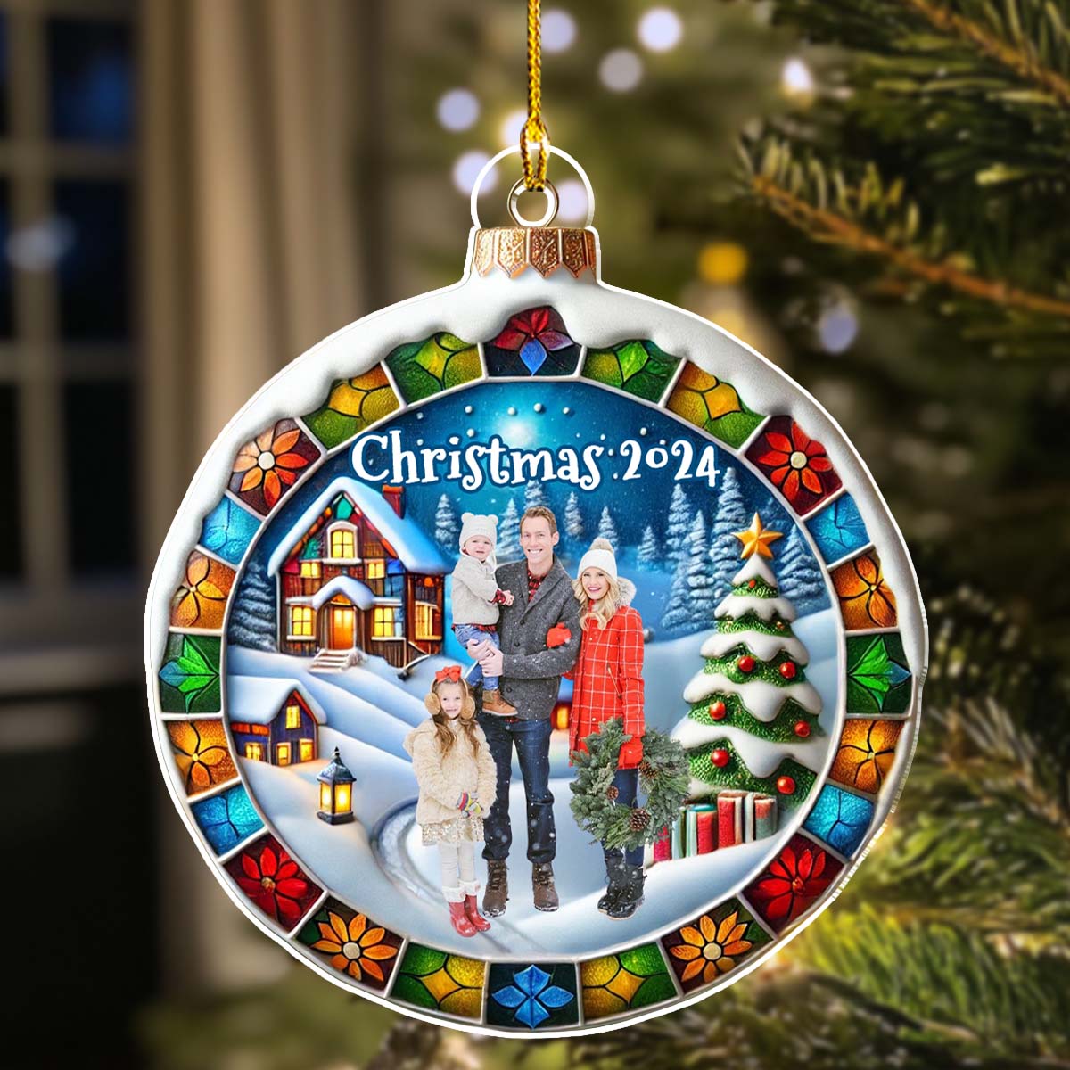 Custom Photo Family Christmas - Personalized Custom Acrylic Ornament