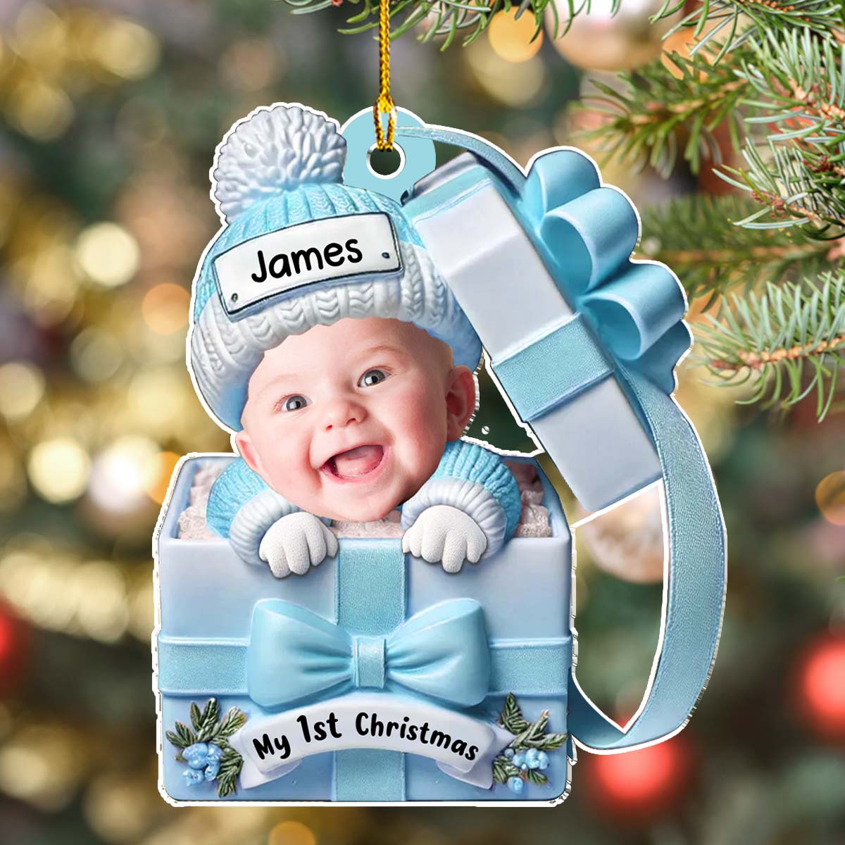 Baby Inside Gift Box - Personalized Custom Acrylic Ornament