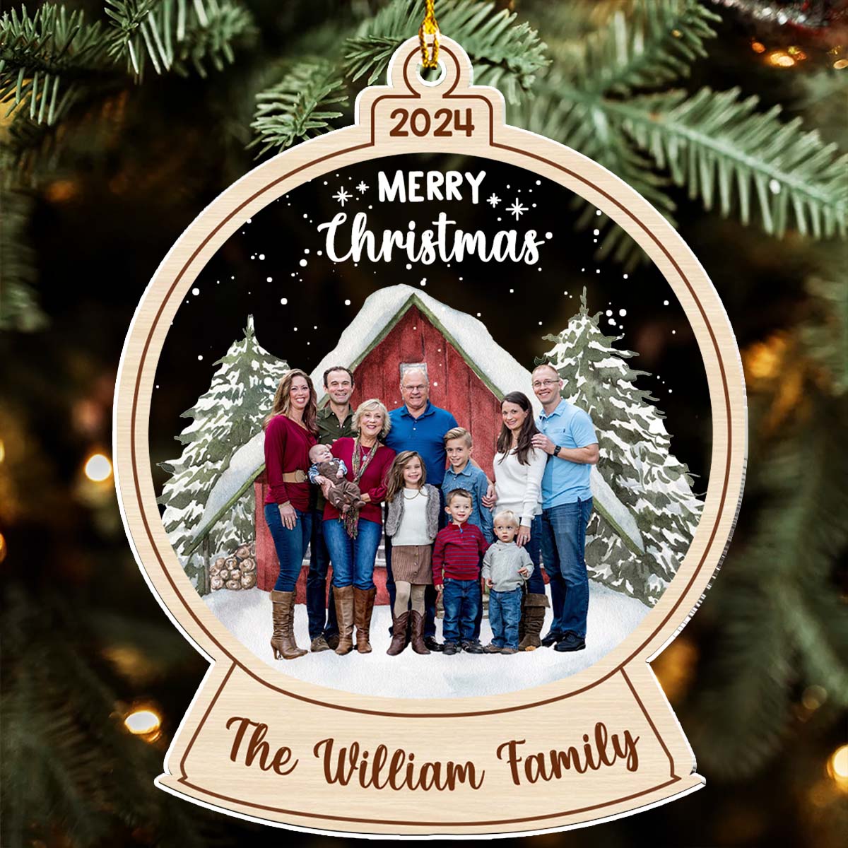Red Barn Christmas Family - Personalized Custom Acrylic Ornament
