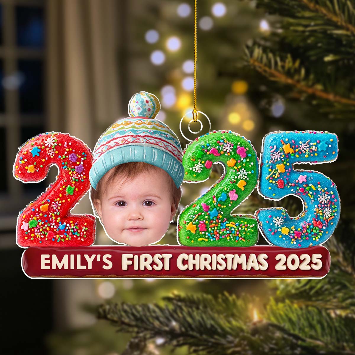 Custom Photo Baby 1st Christmas - Personalized Custom Acrylic Ornament