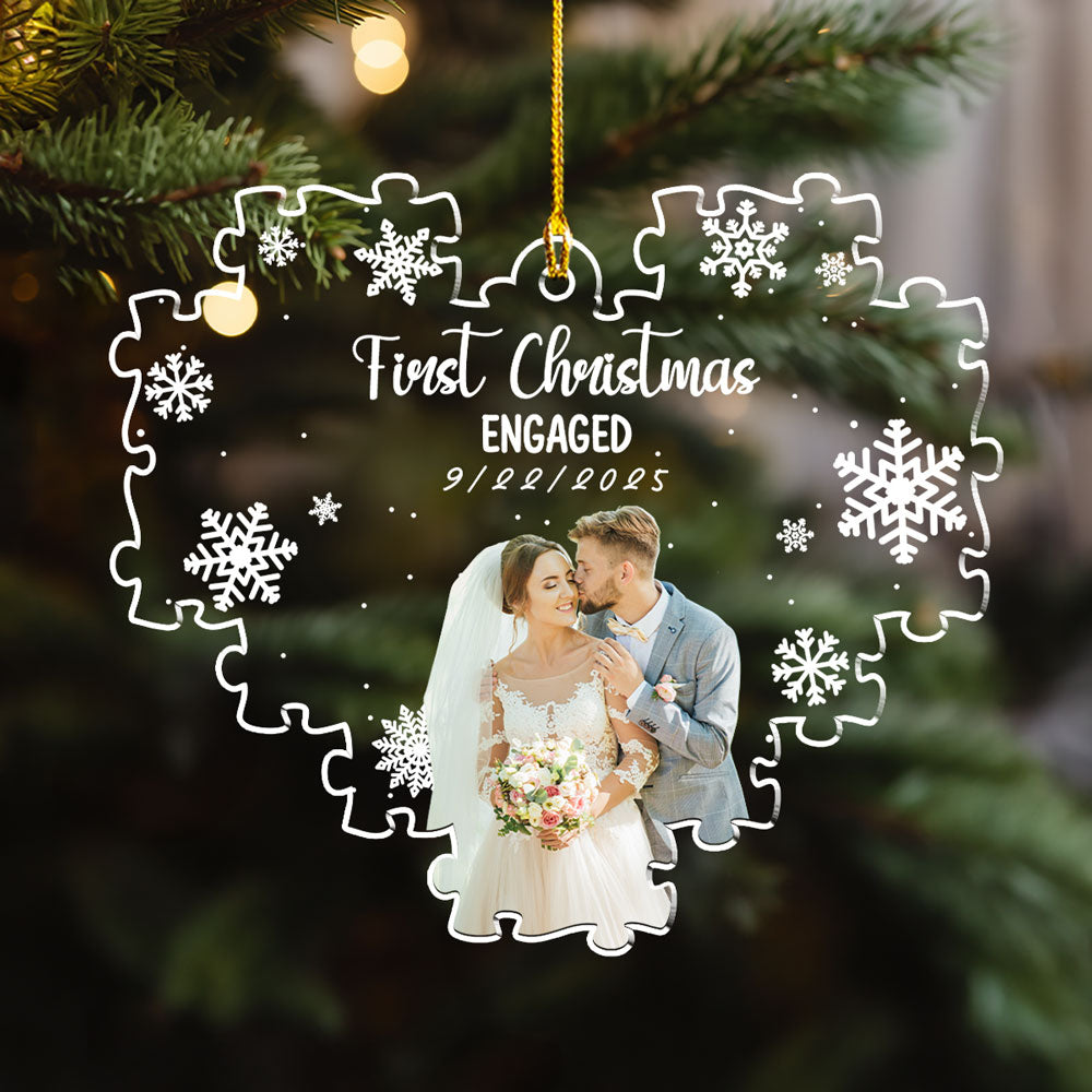 First Christmas Couple Photo - Personalized Custom Acrylic Ornament