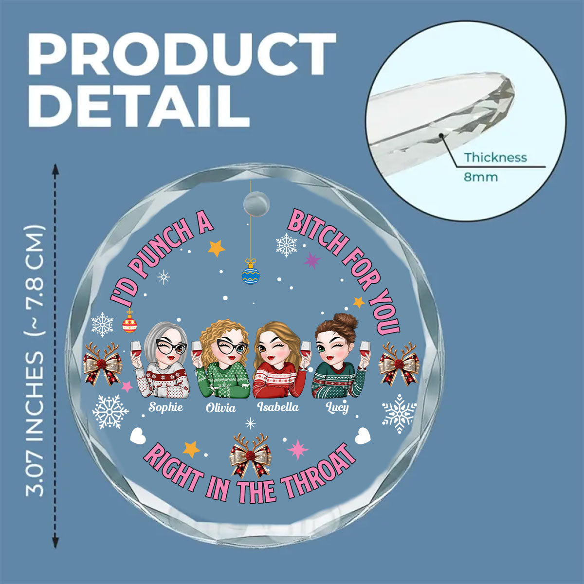 Right In The Throat - Personalized Custom Glass Ornament