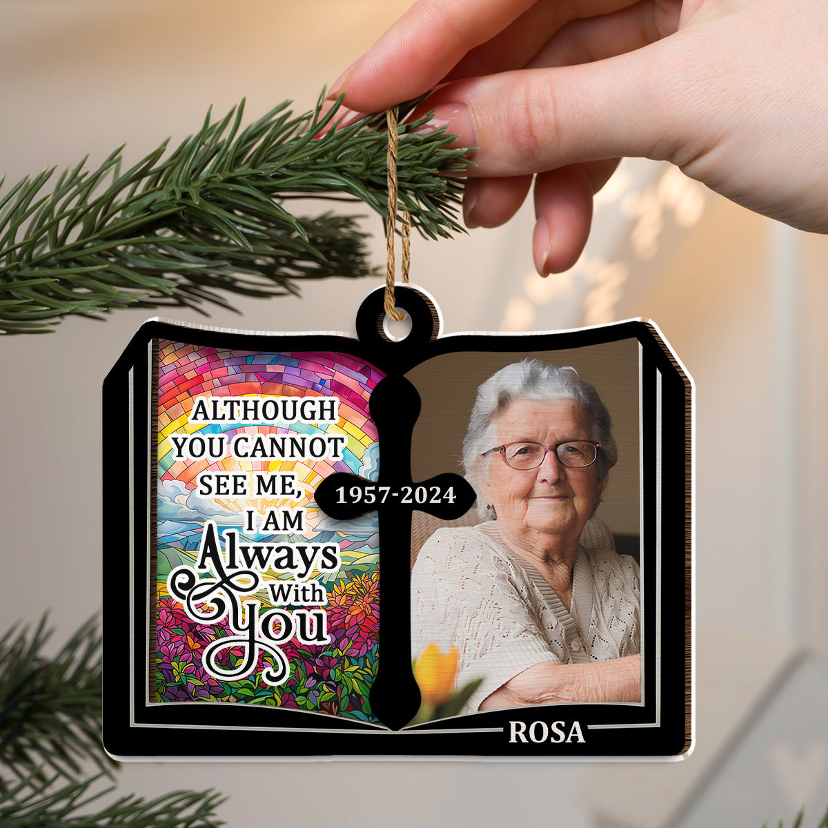 Even Though You Flew Away - Personalized Custom Wood And Acrylic Ornament