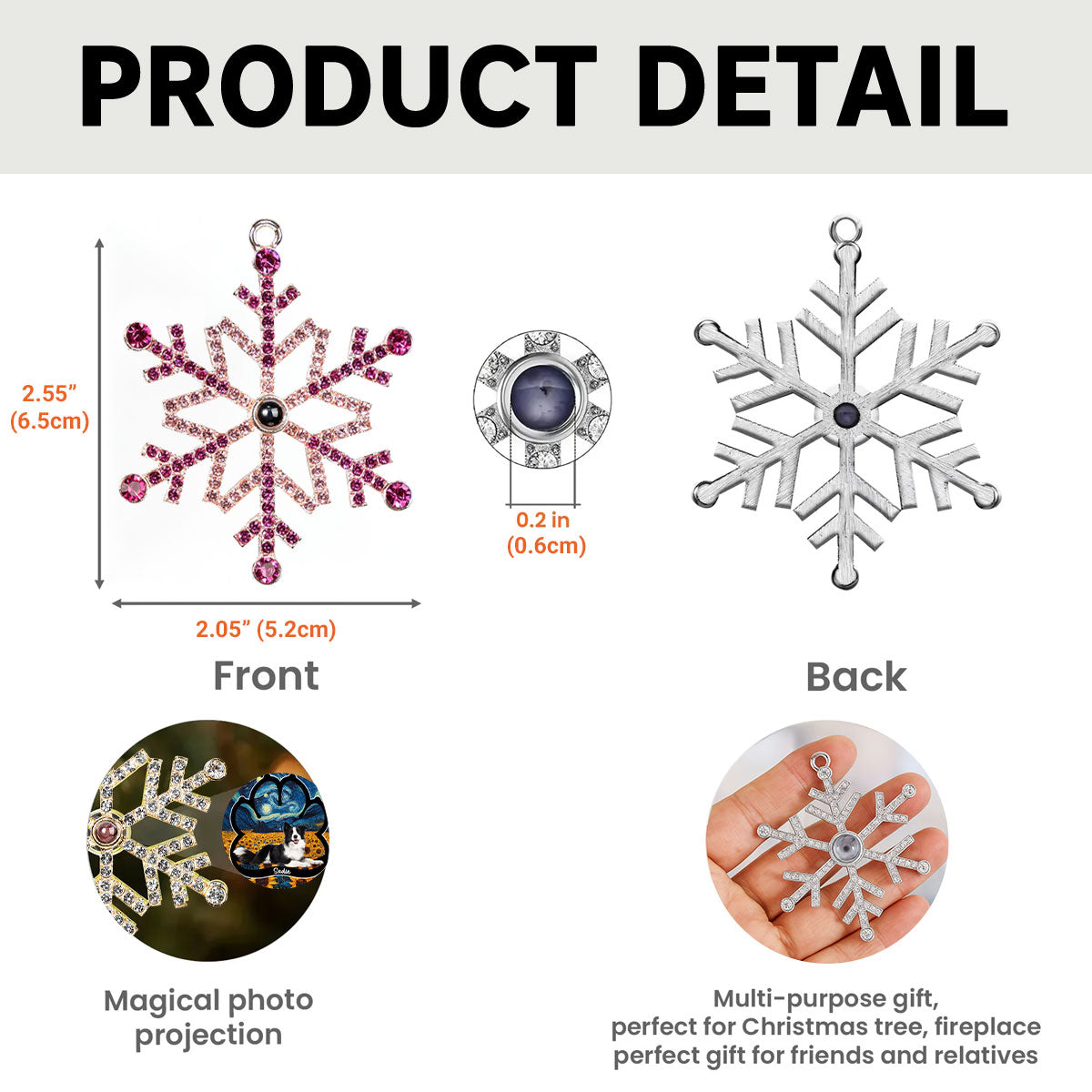 Lay Here With Me - Personalized Custom Photo Snowflake Projection Ornament