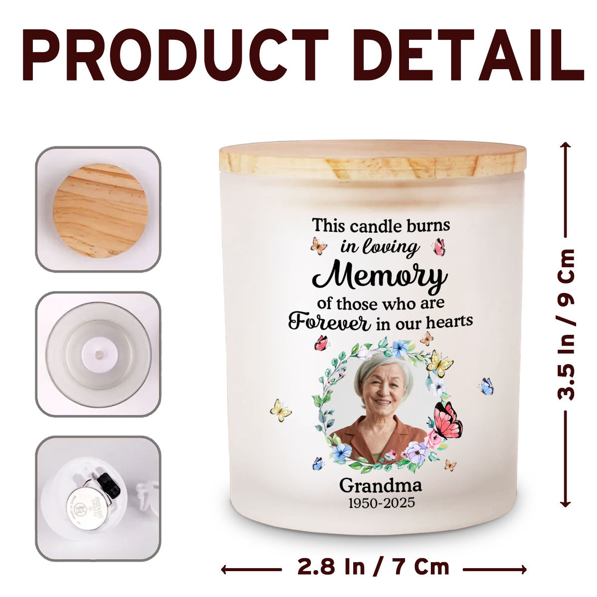 This Candle Burns In Loving Memory - Personalized Custom Glass Jar With LED Candle