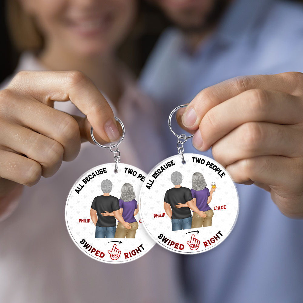 Two People Swiped Right - Personalized Custom Acrylic Keychain