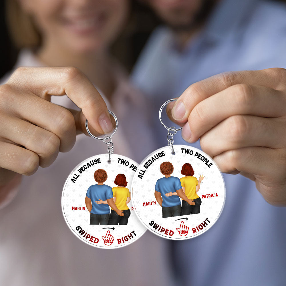 Two People Swiped Right - Personalized Custom Acrylic Keychain