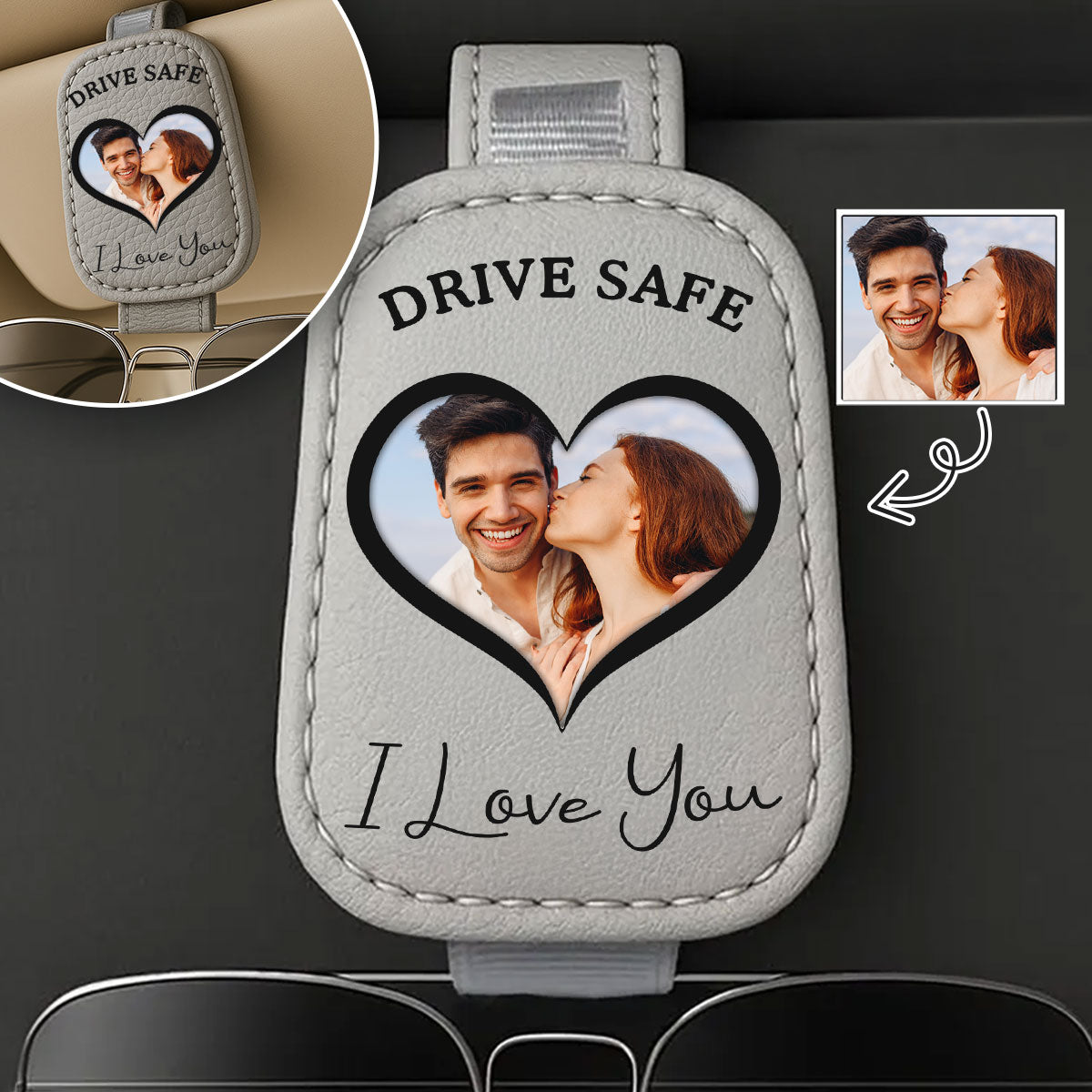 Drive Safe I Love You Couples - Personalized Custom Sunglasses Holder For Car Visor