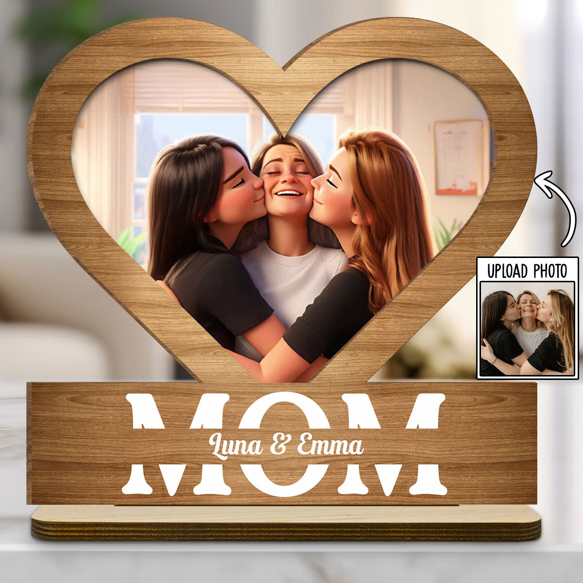 Mom Our Light Of Love - Personalized Custom 2-Layer Wood Plaque With Flat Base