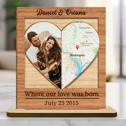 Our Love - Personalized Custom 2-Layer Wood Plaque With Flat Base