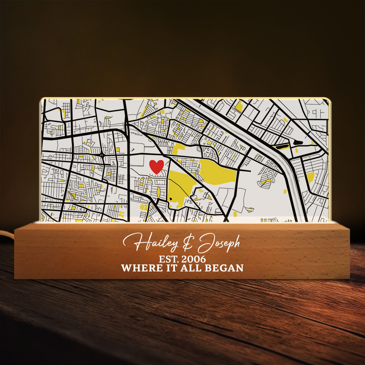 Where Is All Began - Personalized Custom Acrylic Letters 3D LED Night Light