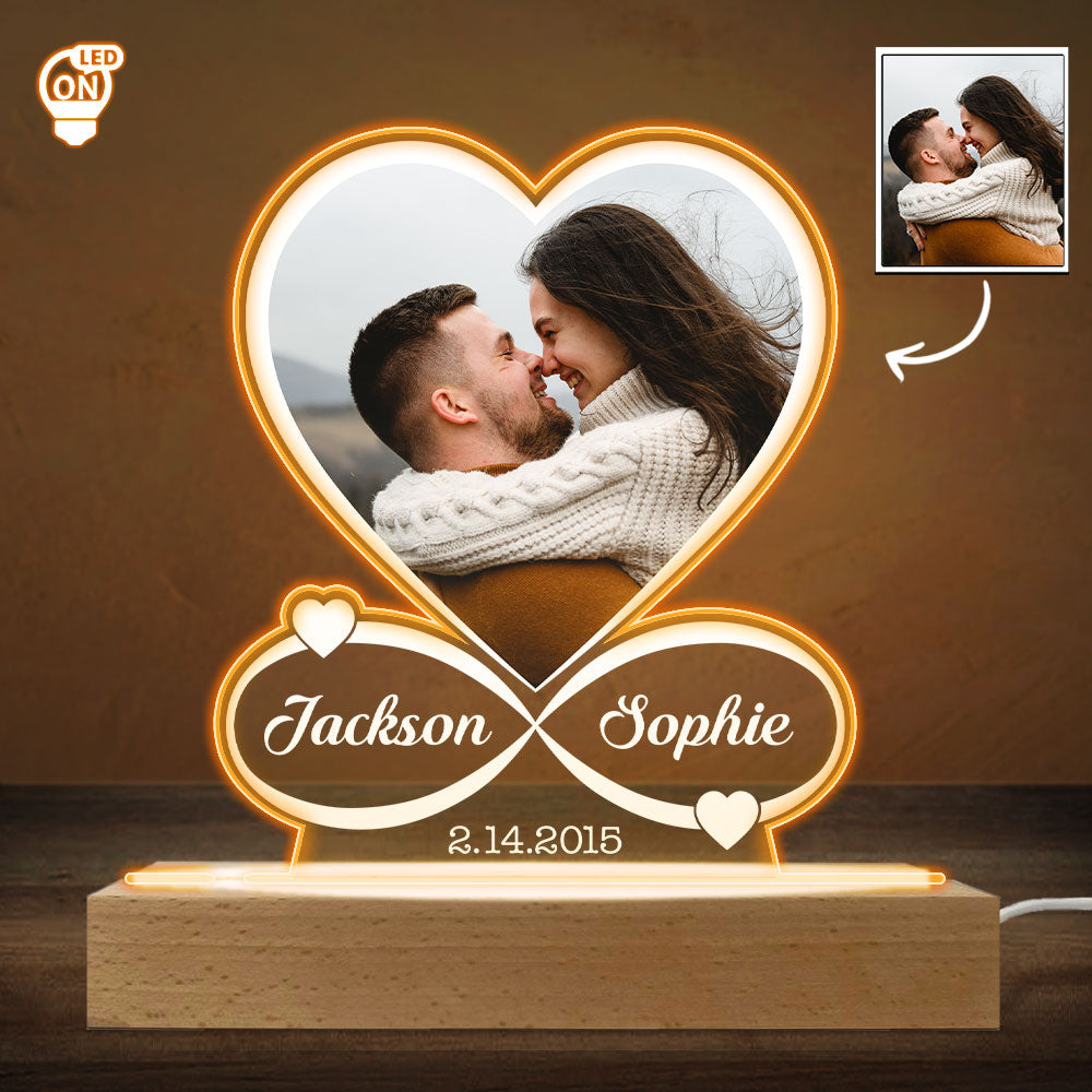Custom Couple Photo Anniversary Valentines Day - Personalized Custom LED Light