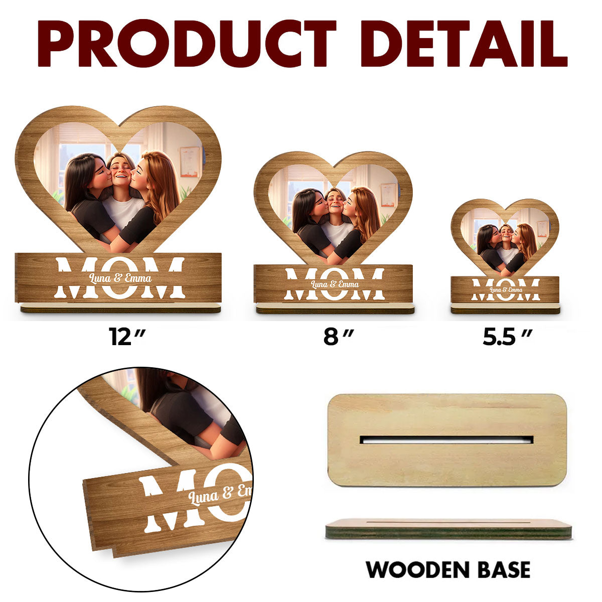 Mom Our Light Of Love - Personalized Custom 2-Layer Wood Plaque With Flat Base
