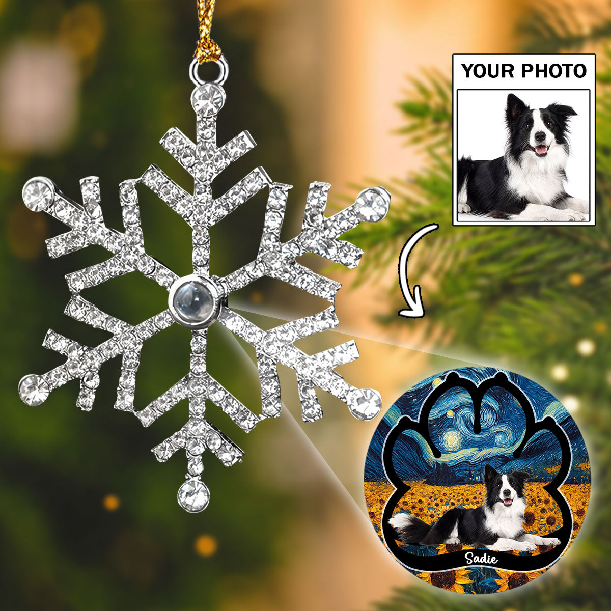 Lay Here With Me - Personalized Custom Photo Snowflake Projection Ornament