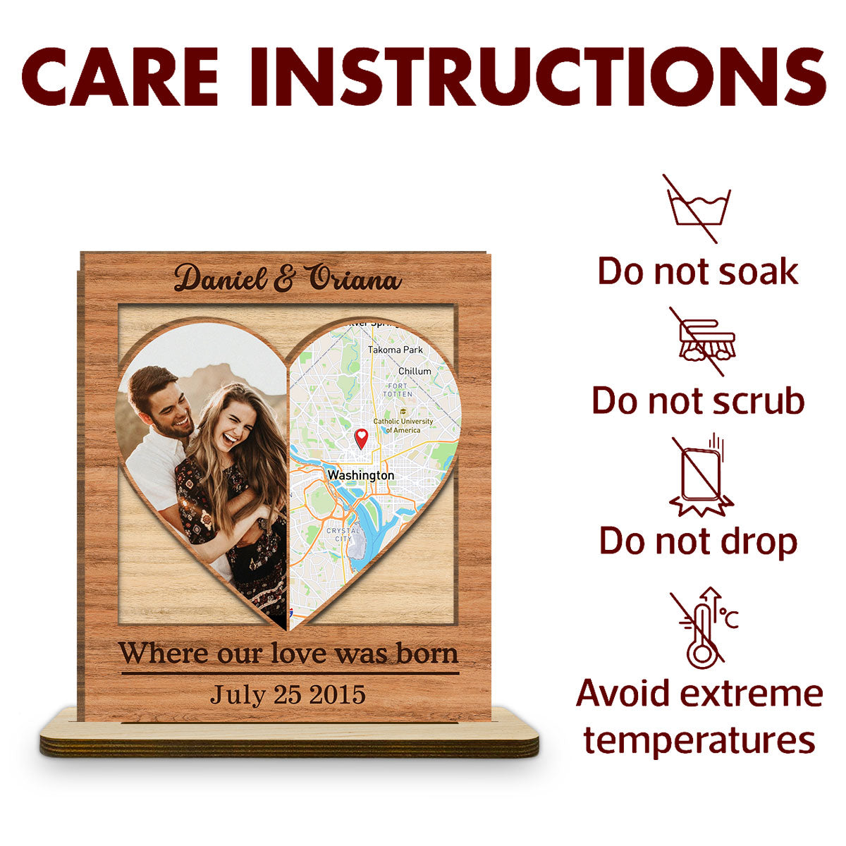 Our Love - Personalized Custom 2-Layer Wood Plaque With Flat Base