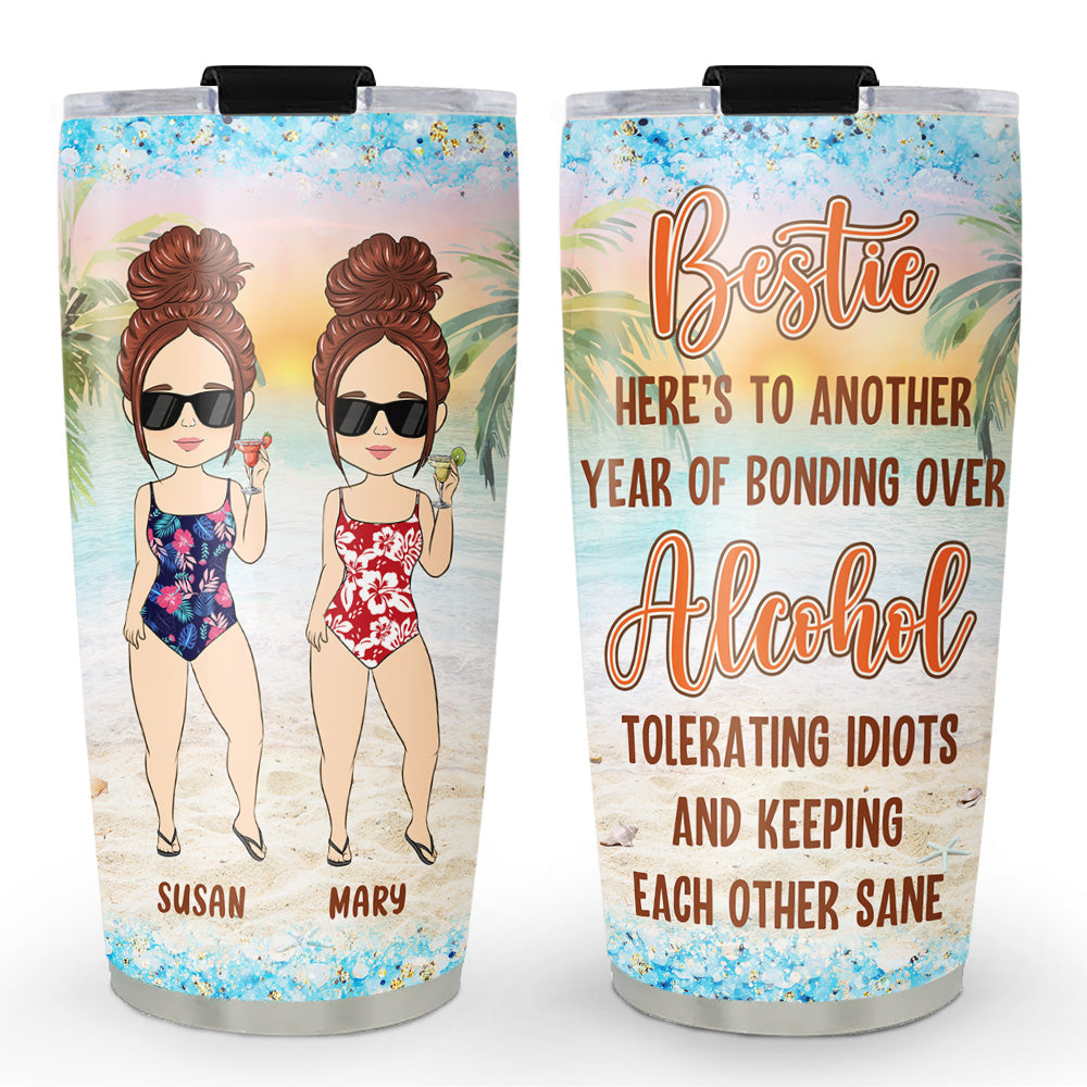 Besties Bonding Over Alcohol - Personalized Custom Tumbler