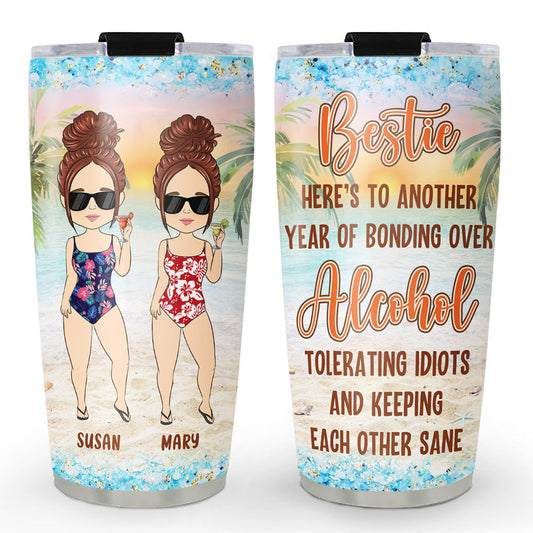 Besties Bonding Over Alcohol - Personalized Custom Tumbler