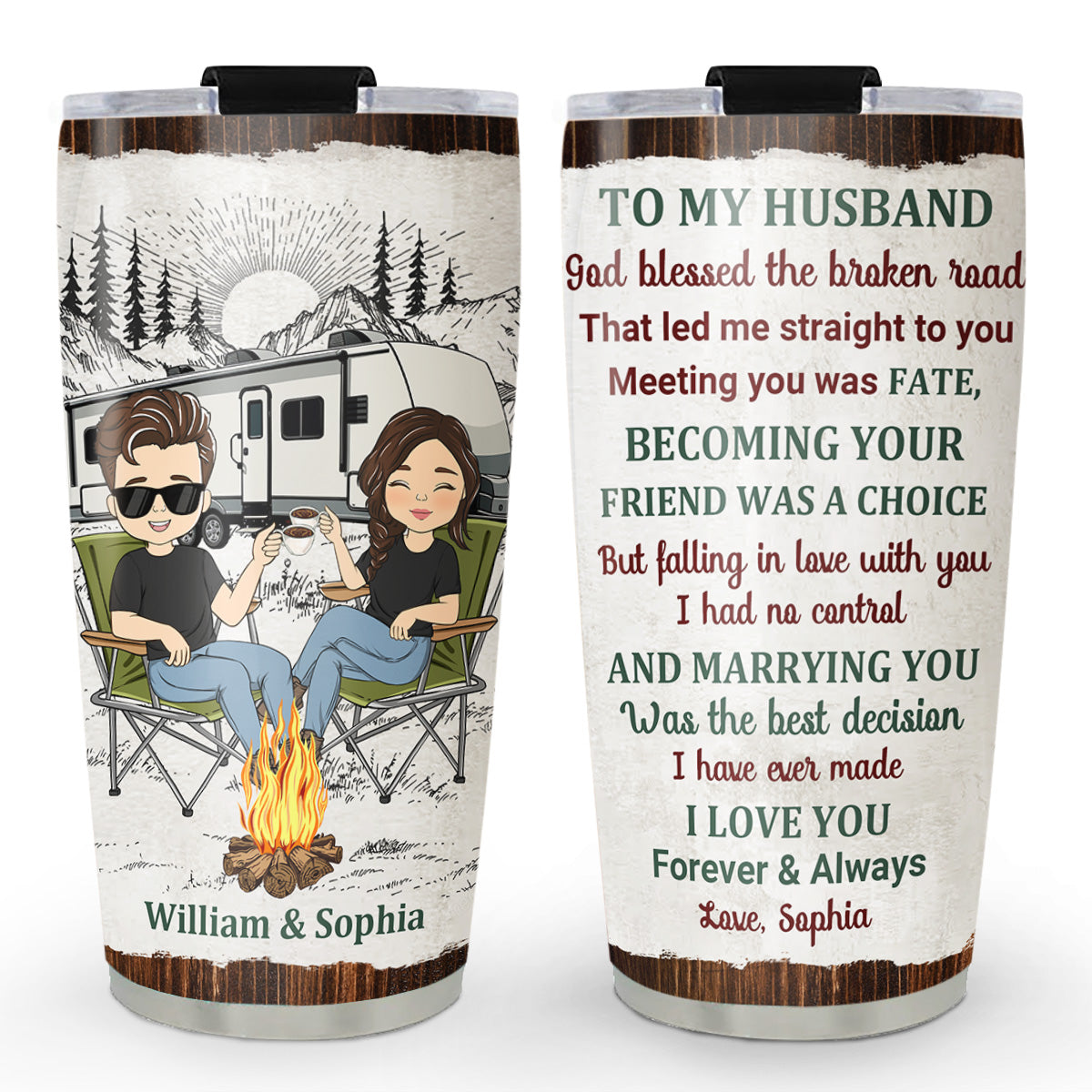 To My Husband God Bless The Broken Road That Led Me Straight To You - Personalized Custom Tumbler