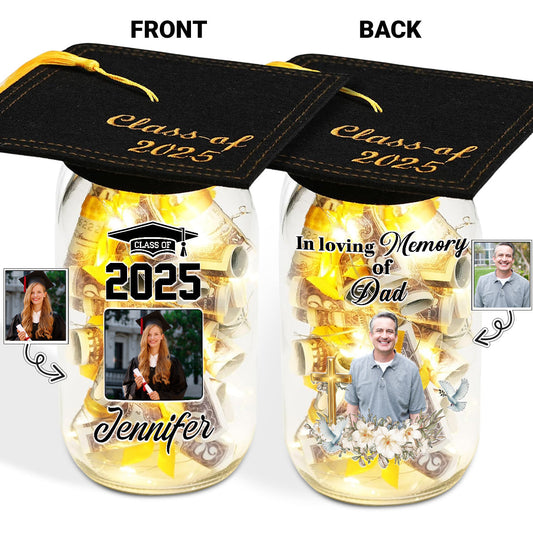 Loving Memory Of - Personalized Custom Graduation Mason Jar Light