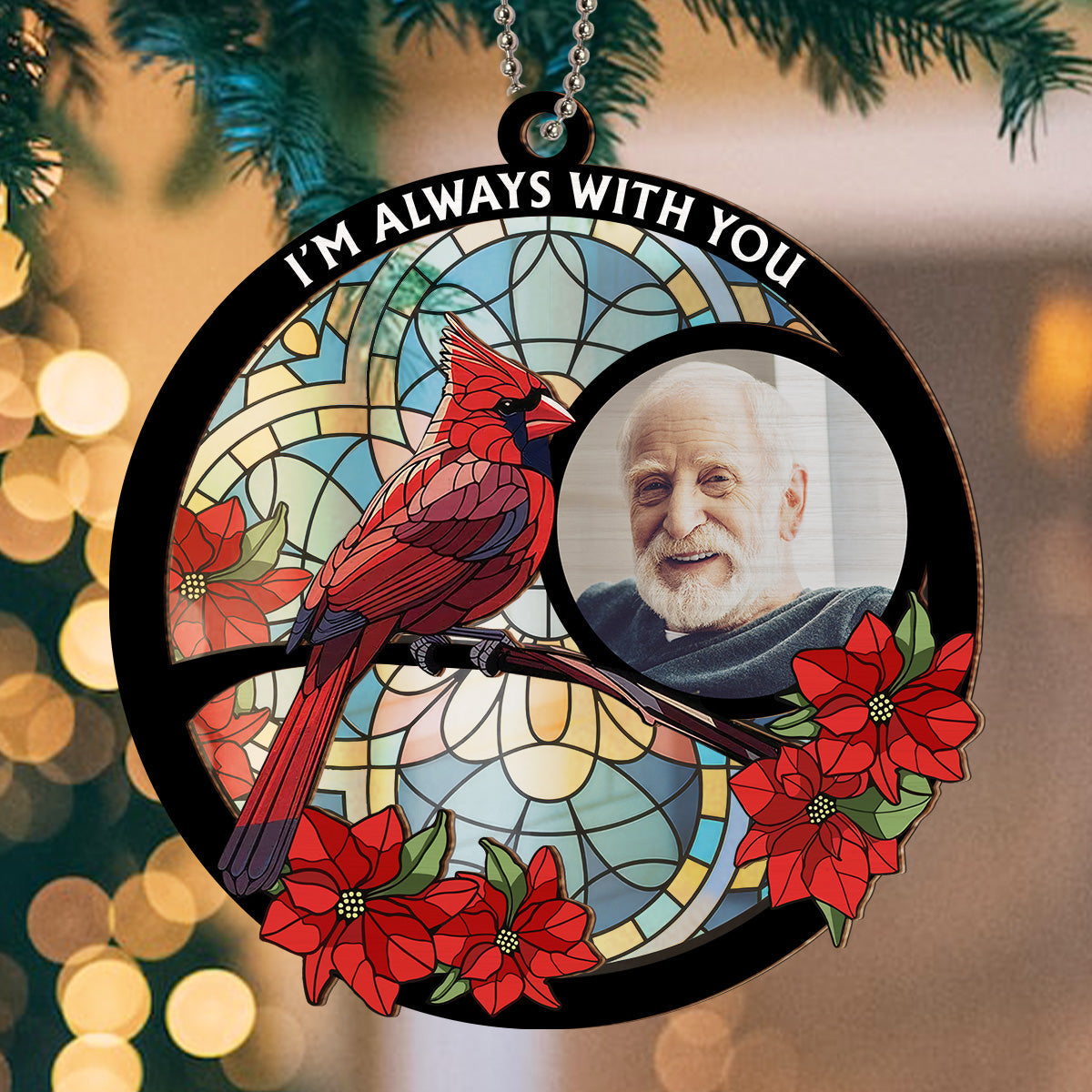 Always With You Memorial Heart - Personalized Custom Suncatcher Ornament