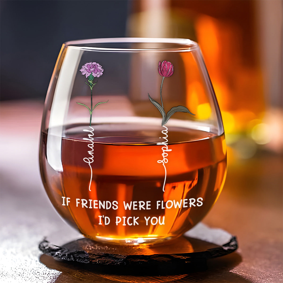 Best Friends Bloom Together - Personalized Custom Wine Glass