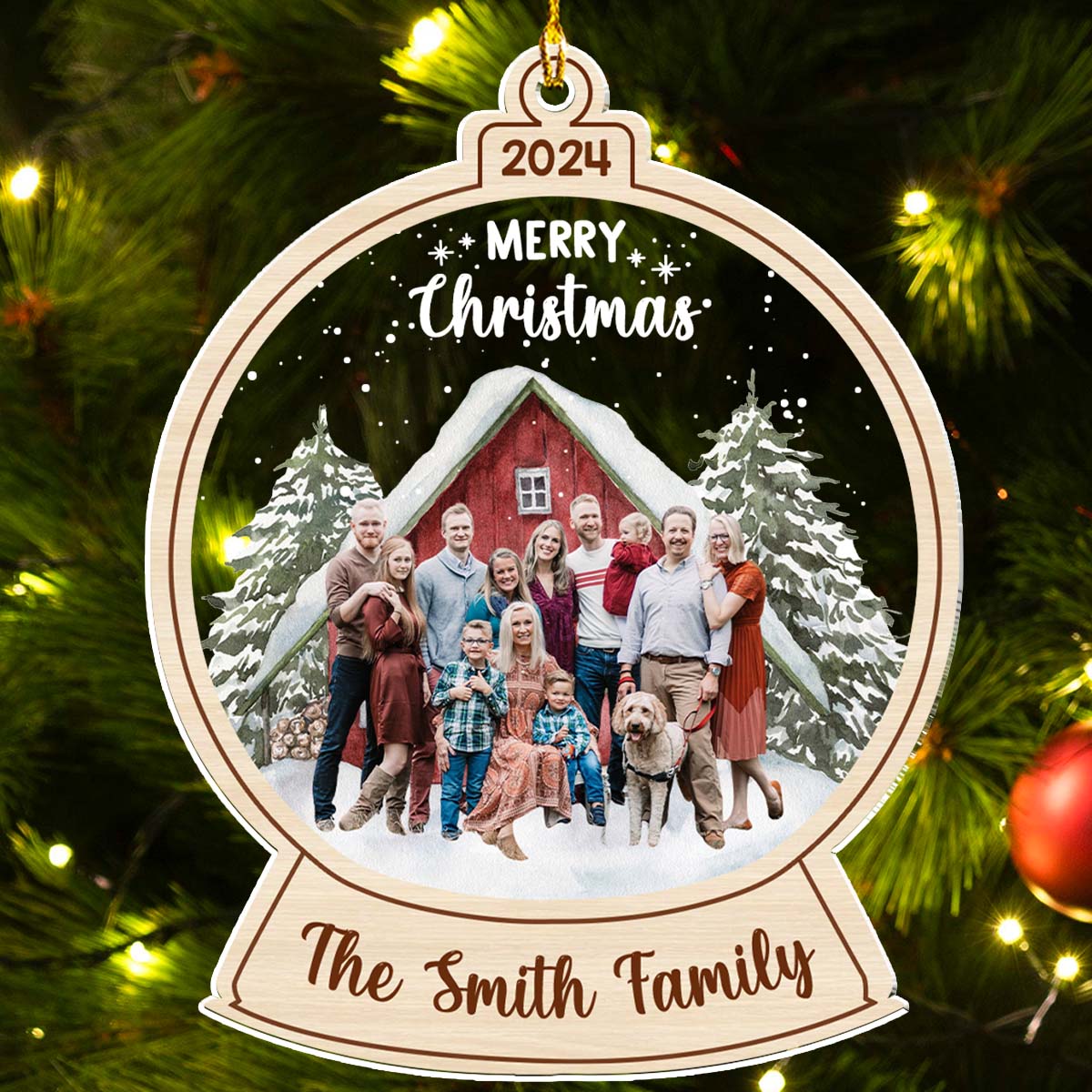 Red Barn Christmas Family - Personalized Custom Acrylic Ornament